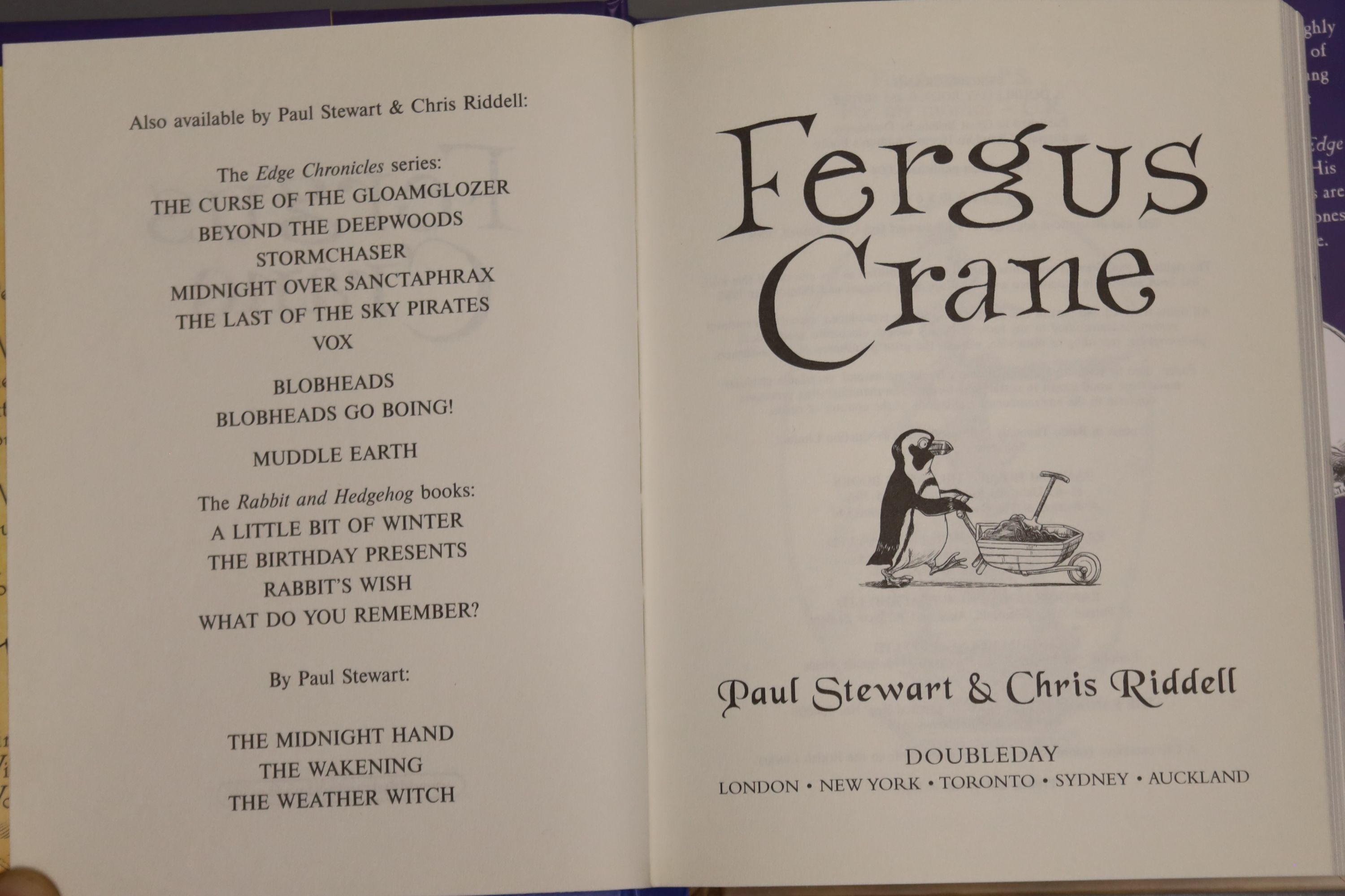 Stuart Paul & Riddell, Chris – Far Flung Adventures (Hugo Pepper, Corby Flood, Furgus Crane, (x2 copies of Crane) 12mo, (dj’s present) Doubleday, 2004, 2005, 2006.